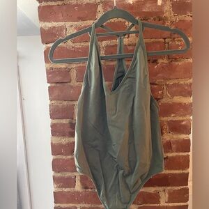 Olive Green Halter Bodysuit